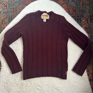 Vintage Abercrombie & Fitch Maroon V Neck Thick Wool Blend Muscle Sweater